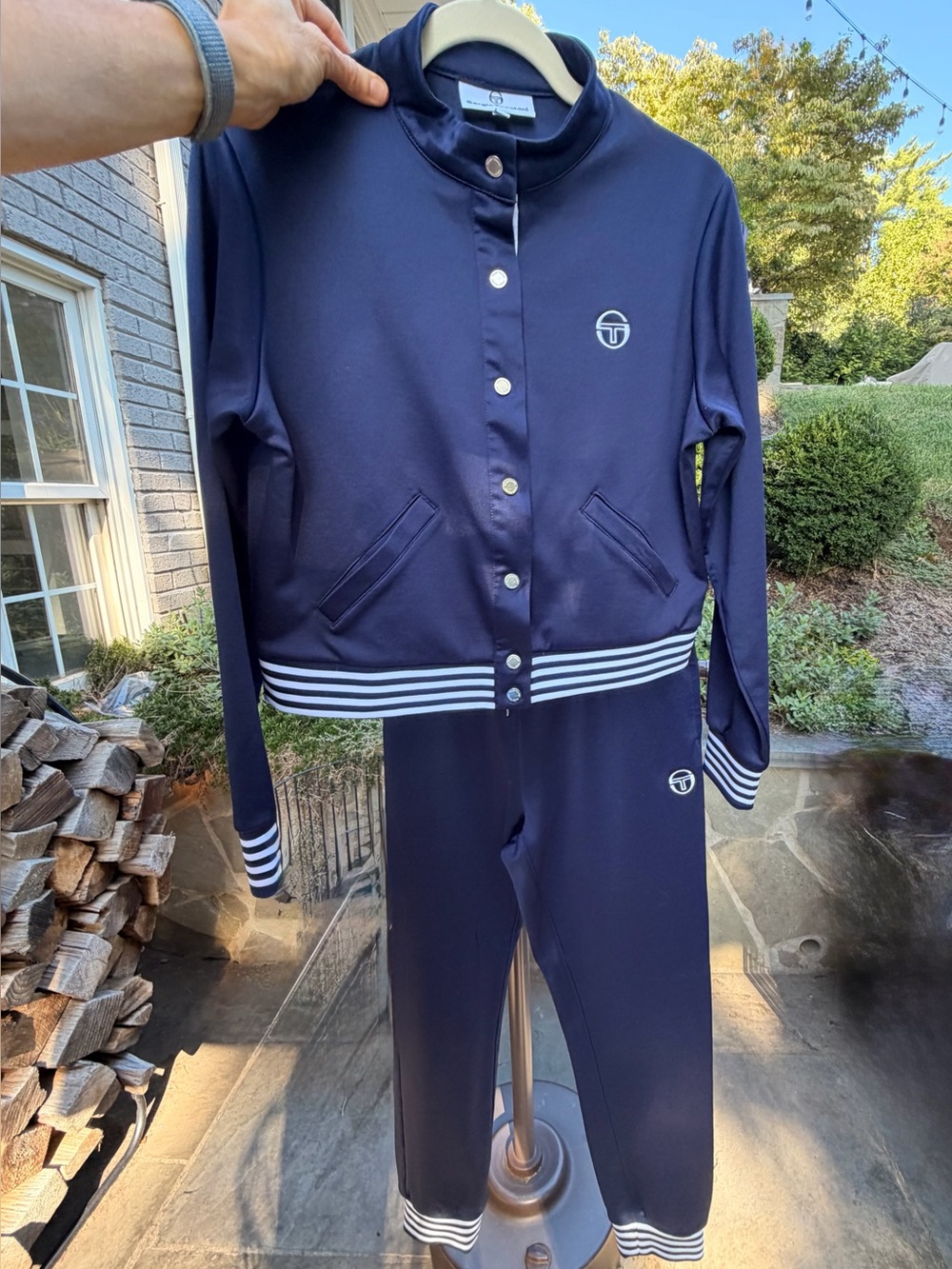 Sergio Tacchini Navy & White Striped Trim Women’s Jogger Set